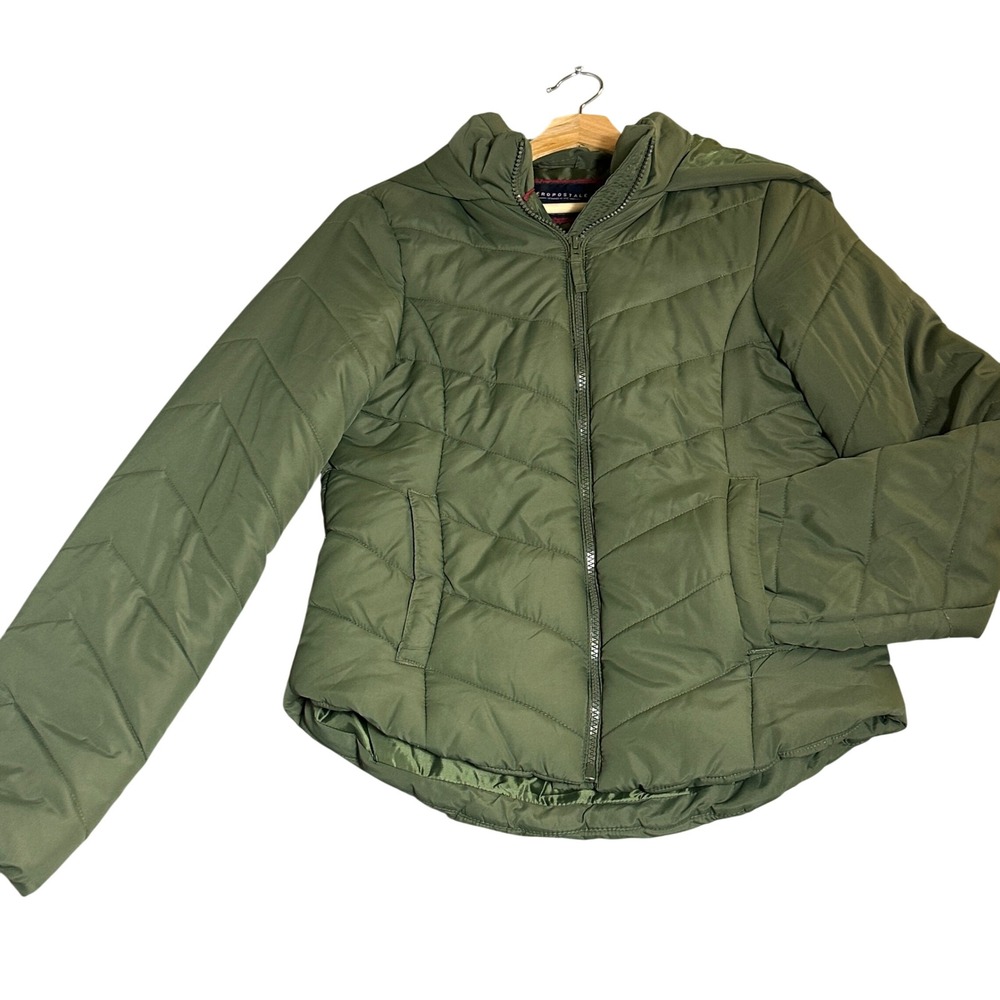 Y2K Aeropostale Puffer Olive Green Gorpcore Medium Hooded Jacket Outdoor